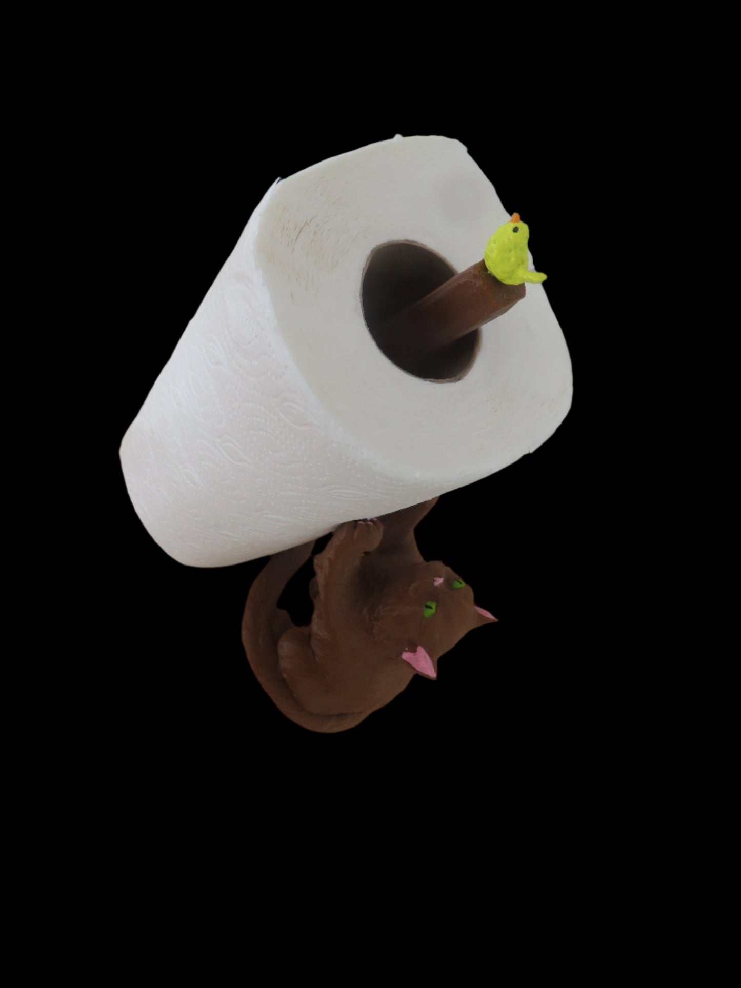 cat and bird paper towel holder